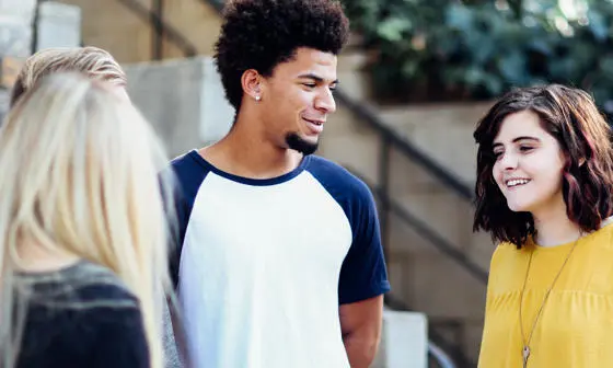 Students talking outside