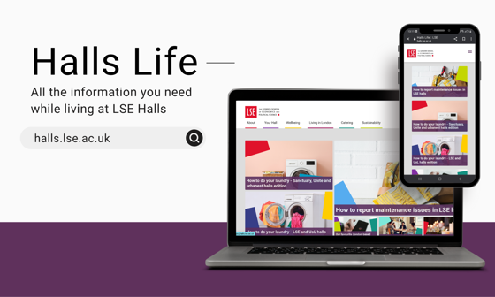 The LSE Halls Life website displayed on a laptop and smartphone