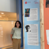 Lubomila Jordanova standing infront of her feature in the Alumni exhibition.