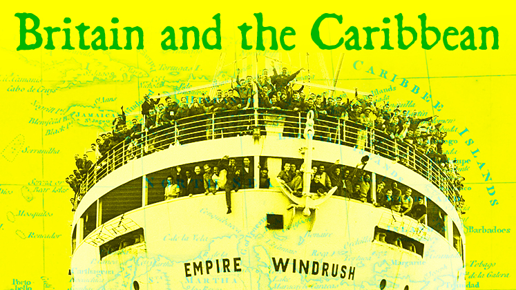 The Windrush with text Britain and the Caribbean